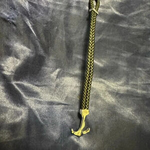 “Nautical Elegance: Steel Anchor Bracelet with Black Rope”